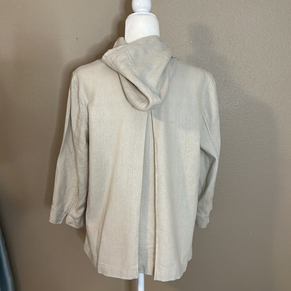 Coldwater Creek 100% Linen Hooded Swing Neutral Lagenlook Jacket Size M - Picture 4 of 7
